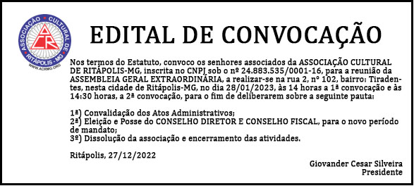 EDITAL DE CONVOO -ACR - Ritpolis